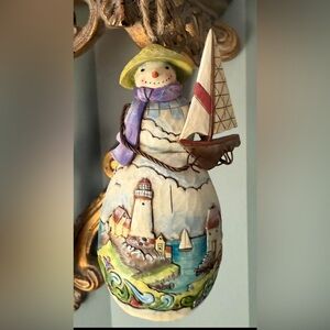 Jim Shore Snowman with Sailboat and Lighthouse Christmas ORNAMENT